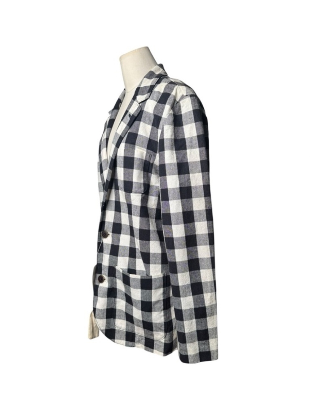 Trovata 100% Cotton Gingham Blazer Size 40 | Blue White Check Jacket - Picture 2 of 8
